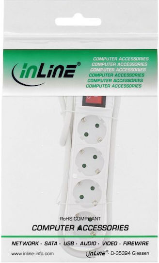 InLine Πολύπριζο 4 Θέσεων με USB-A, Διακόπτη και Καλώδιο 1.5m