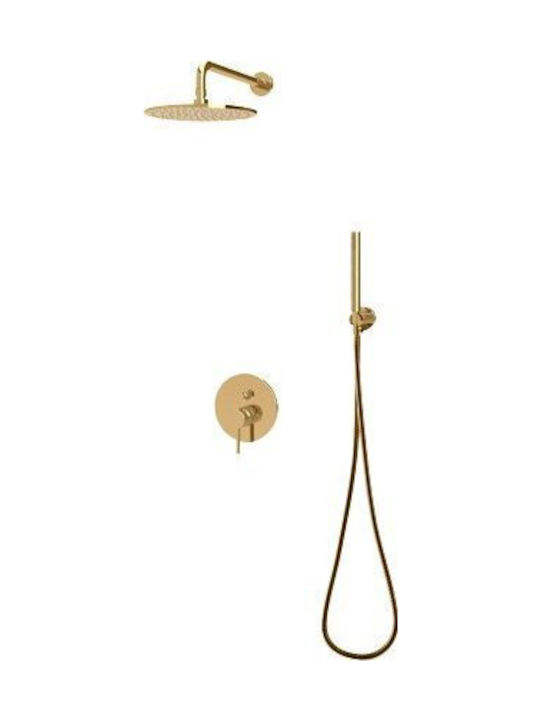 Omnires Set Mischer & Duschkopf für Wandmontage für Dusche Gold