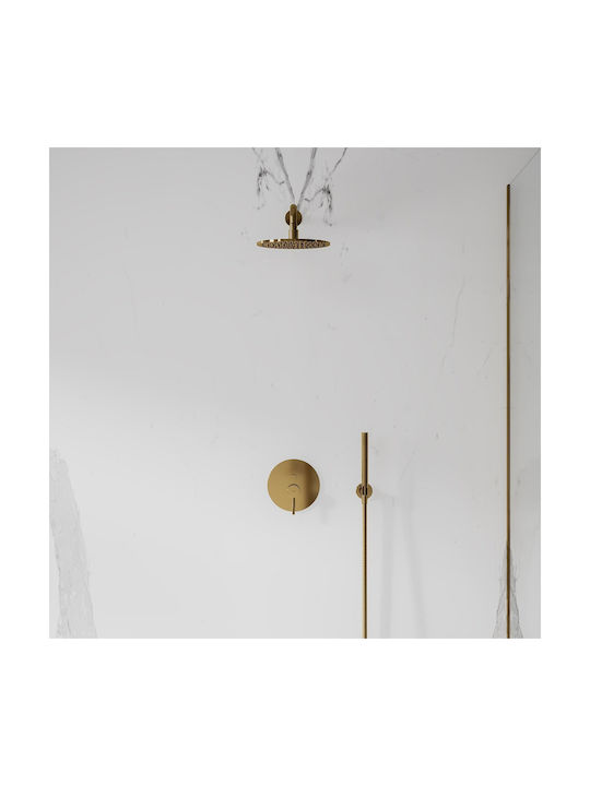 Omnires Set Mischer & Duschkopf für Wandmontage für Dusche Gold