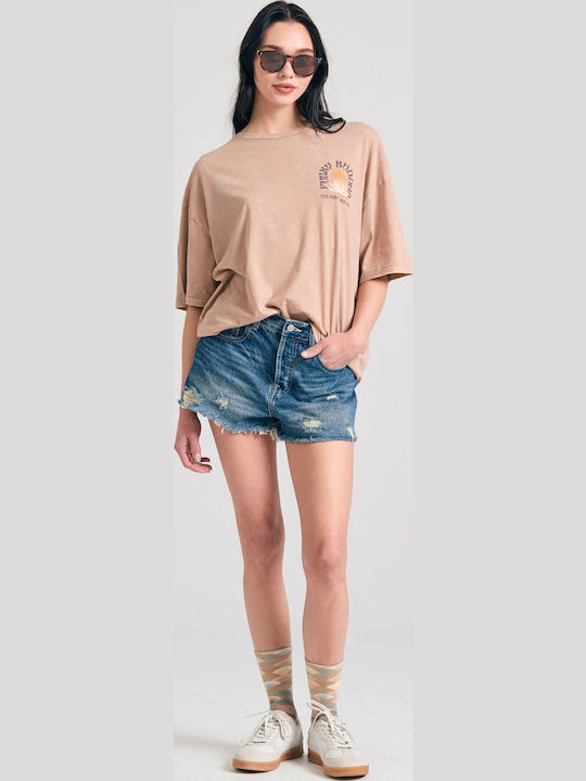 Women's Oversized T-shirt Striped Brown