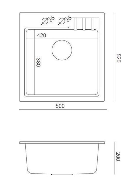 Steiner Drop-In Sink Synthetic Granite with Faucet W50xD52cm Beige