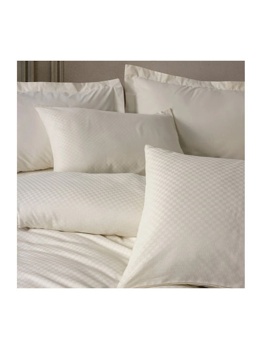 Cotton Box Bettbezug-Set Baumwolle Doppelbett mit 2 Kissenbezügen & 1 Bettlaken 200x220 Ecru