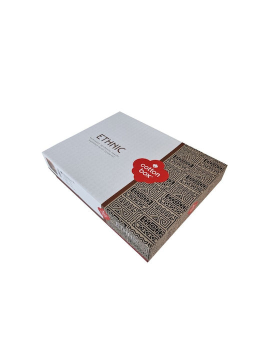 Cotton Box Set Husă de Pilotă Bumbac Dublă cu 2 Fețe de Pernă & 1 Cearsaf 200x220 Tile Red