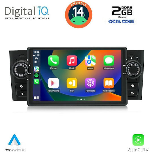Digital IQ Car Audio System for Fiat Grande Punto 2005-2012 (Bluetooth/USB/AUX/WiFi/GPS/Apple-Carplay/Android-Auto) with Touch Screen 7"