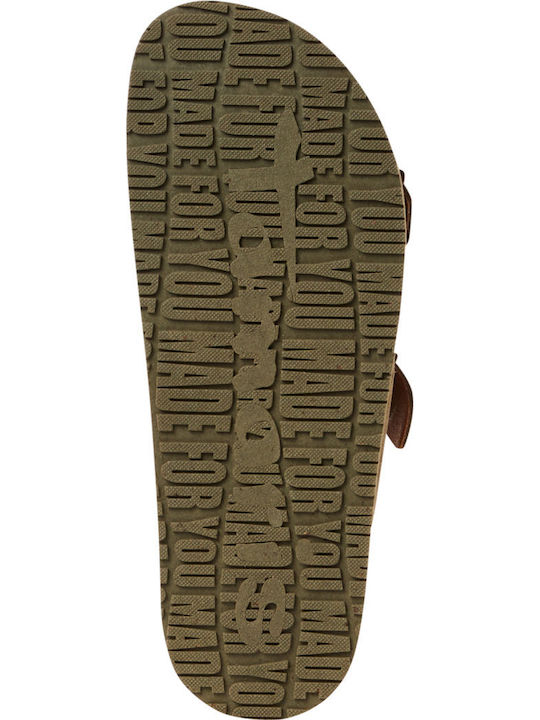 Leather Women's Flat Sandals Brown