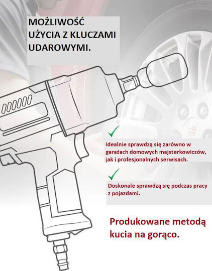 Rockforce Καρυδάκια Αέρος Εξάγωνα με Καρέ Υποδοχής 3/4" Σετ 21τμχ