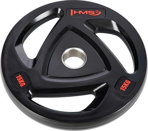 HMS Set of Plates Olympic Type Rubber 1 x 15kg Φ50mm with Handles
