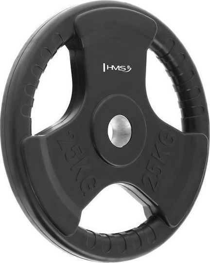 HMS Set of Plates Olympic Type Rubber 1 x 25kg Φ50mm with Handles