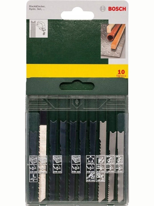 Bosch Jigsaw Blade Set Wood Metal Plastic 10 Pieces U-shank