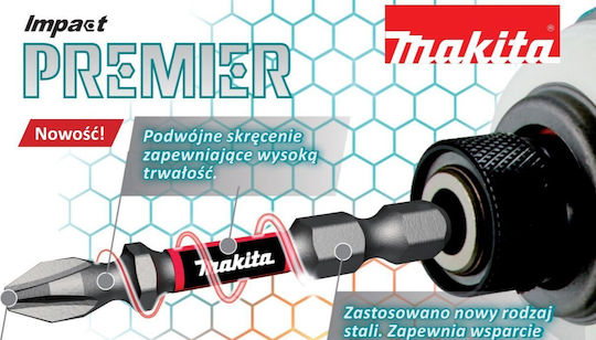 Makita Makita Double Screwdriver Bit Ph2-65mm 2pcs Impact Premier