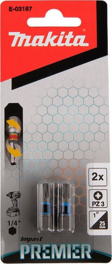 Μakita Makita Μυτη Κατσαβιδιου Pz3-25mm 2τμχ Impact Premier