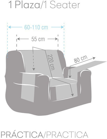 Eysa Mid Husă Elastică Fotoliu Gray 110εκ. 1buc F2190856