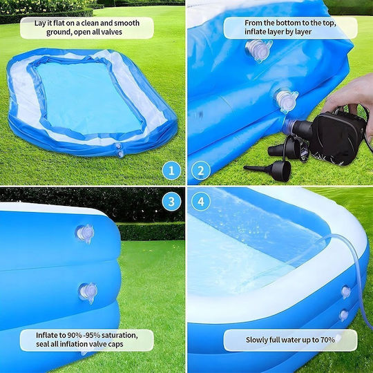 Vilde Kinder Schwimmbecken PVC 450l Aufblasbar 170x115x47cm Blau