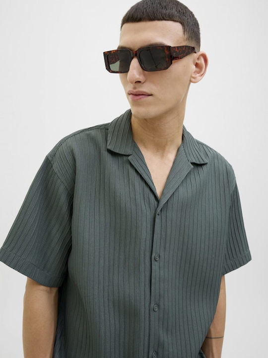 Short-sleeved Shirt in Wide Line Agave Green