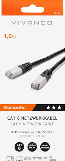 Vivanco F/UTP Кат.6 (Gigabit) Мрежов Кабел Ethernet 1м Черен