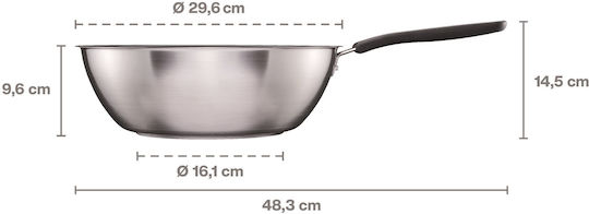 Fiskars Functional Form Wok από Ανοξείδωτο Ατσάλι με Κεραμική Επίστρωση 28cm