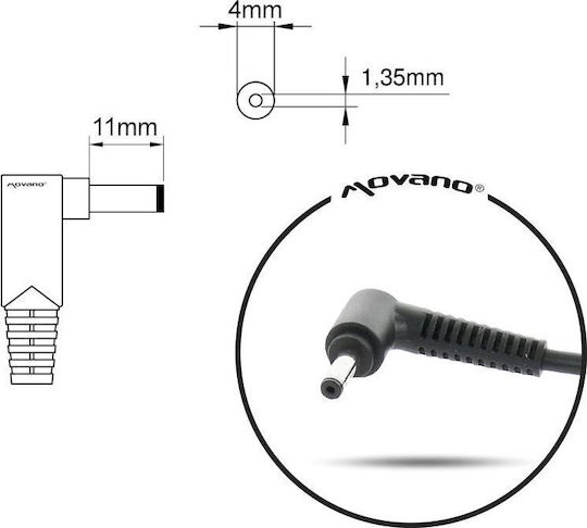 Movano Φορτιστής Laptop 45W 19V 2.37A για Asus