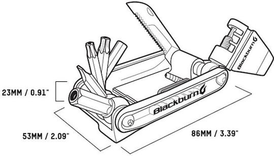 Blackburn Wayside Multi-tool Pocket Wrench 19 Functions Graphite Bbn-7068161
