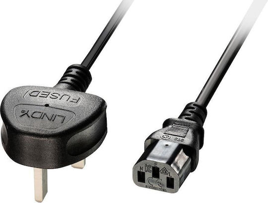 Lindy Type G (UK) - IEC C13 Cable 2m Μαύρο 30433