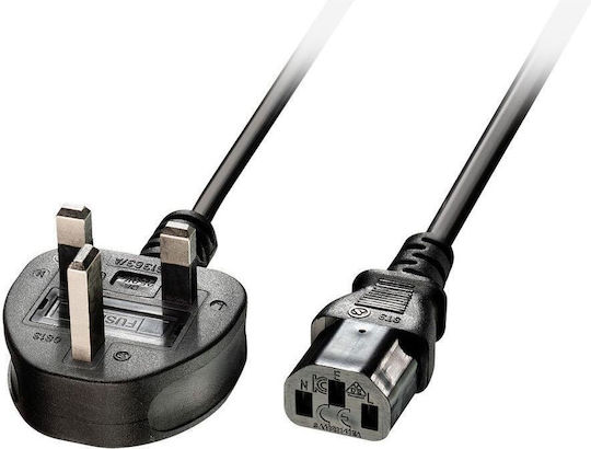 Lindy Type G (UK) - IEC C13 Cable 2m Μαύρο 30433
