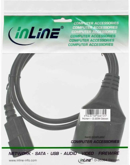 InLine IEC C14 - Schuko Кабел 1м Черен (16659A)