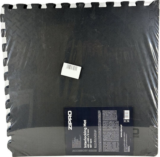 Zipro Δάπεδα Παζλ Γυμναστηρίου Μαύρα 60x60cm 6τμχ
