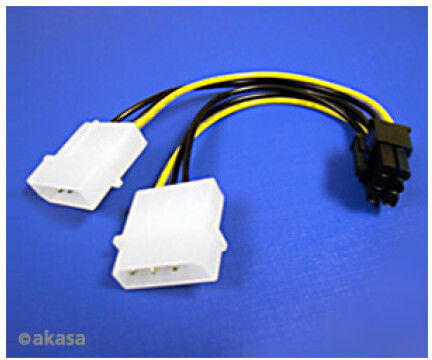 Akasa 4-Pin Molex - 6-Pin PCIe Kabel 0.1m Gelb (AK-CB4-6)