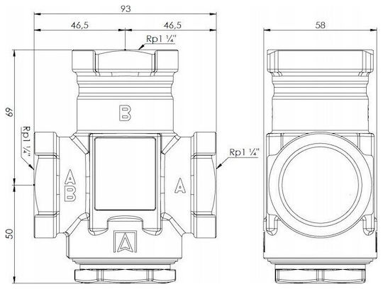 Θερμοστατική Βαλβίδα Atv 556 Dn32 Rp1 1/4 Kvs 9 60°c S A