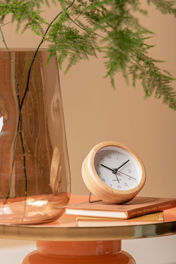 Karlsson Tischuhr mit Zeigern Holz mit Wecker