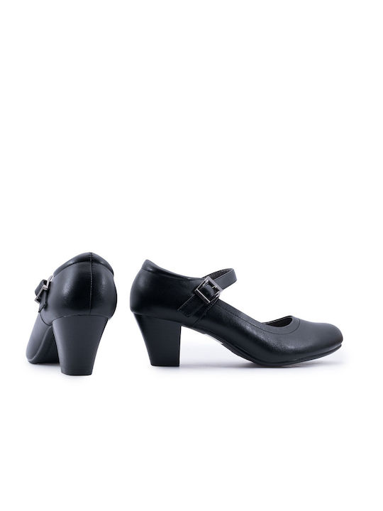 Pumps mit Riemchen & mittelhoher Absatz Schwarz