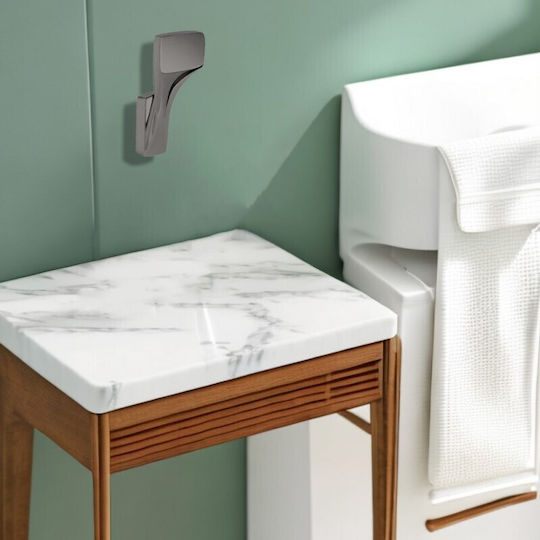 Inter Ceramic Ράγα Μπάνιου Μονή Επιτοίχια με Βίδες Ασημί
