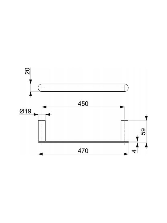 KFA Single Wall-Mounted Bathroom Rail ​45x45cm Inox Black