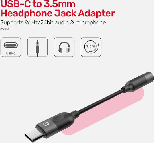 Unitek Converter USB-C male to 3.5mm female 1pcs M1204A