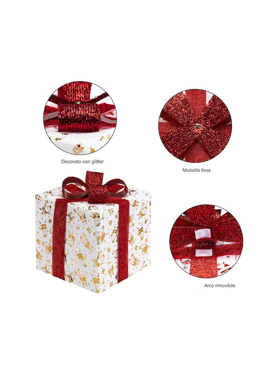 Bakaji Bakaji Set of 3 Lighted Christmas Gift Packages with Red Ribbon Warm White Light