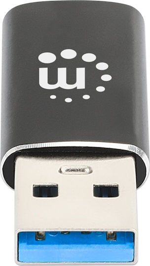 Manhattan Конвертор USB-A мъжки към USB-C женски Черен 1бр 153980