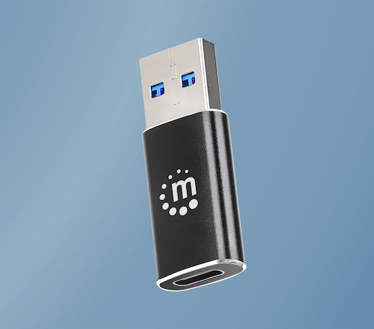 Manhattan Конвертор USB-A мъжки към USB-C женски Черен 1бр 153980