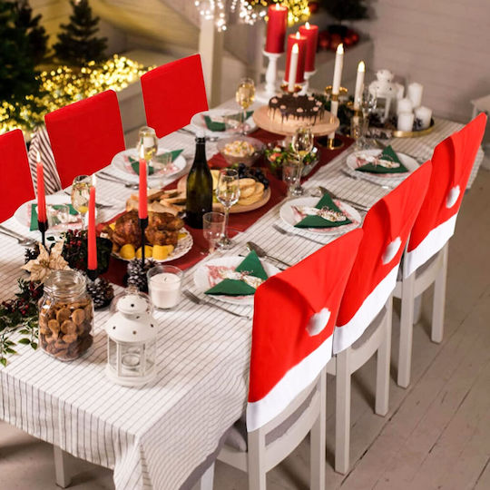 Bakaji 6 X Chair Covers Christmas Santa Hat Christmas Chair Decoration 50x60 02839617