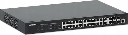 Intellinet 561426 Управление на L2 PoE+ Switch с 24 Портове Гигабитови (1Gbps) Ethernet и 4 SFP Портове