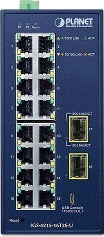 Planet IGS-4215-16T2S Managed L2 Switch with 16 Gigabit (1Gbps) Ethernet Ports and 2 SFP Ports
