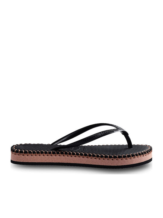 Havaianas Slim Flatform Loop Flip Flops Μαύρα