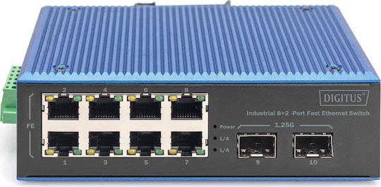 Digitus Unmanaged L2 Switch with 8 Gigabit (1Gbps) Ethernet Ports and 2 SFP Ports