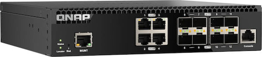 QNap QSW-M3212R-8S4T Managed L2 Switch with 4 Gigabit (1Gbps) Ethernet Ports and 8 SFP Ports