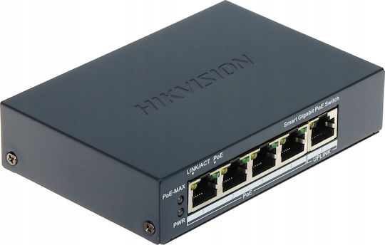 Hikvision DS-3E1505P-EI Unmanaged L2 PoE+ Switch με 5 Θύρες Gigabit (1Gbps) Ethernet