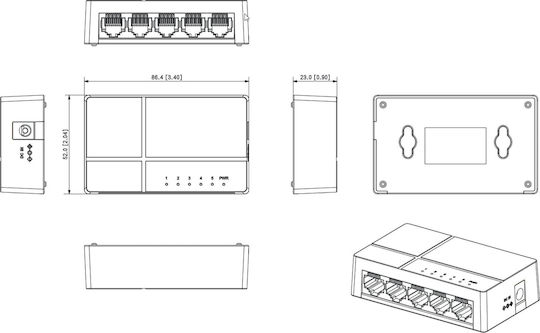 Dahua DH-PFS3005-5GT-L v2 Неуправляем L2 Switch с 5 Портове Гигабитови (1Gbps) Ethernet