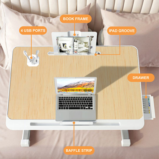 Linomag Таблица за Лаптоп Adjustable, Foldable, 60cm x 40cm x 27cm ~ 40cm