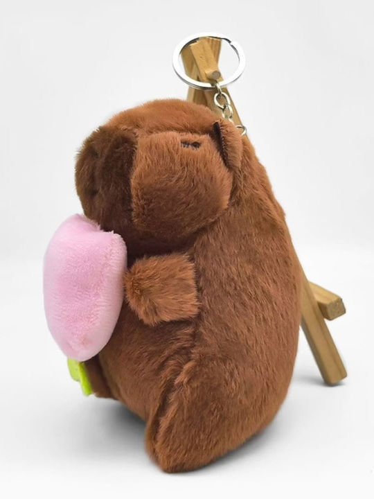 Toy Plus Keychain Type Capybara Children 3+ Years Length 11cm Color Brown Pink Flower Abyz