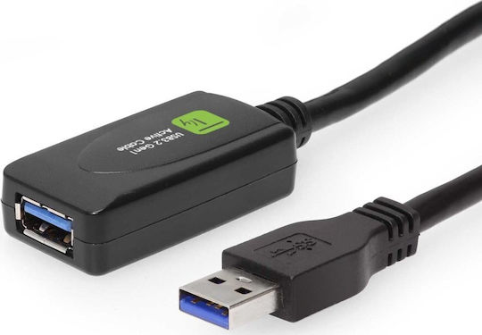 Techly Superspeed+ USB 3.2 5Gbps Активен Усилвател Кабел 5м USB Кабел за Удължаване и Усилване на Сигнала USB-A Extender