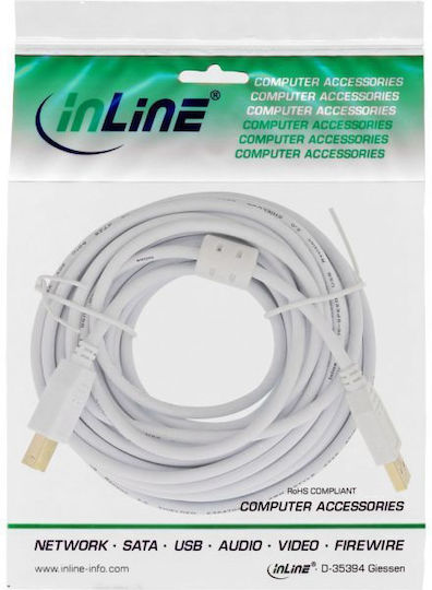 InLine USB 2.0 Cable USB-A male - USB-B male Λευκό 10m 34550W