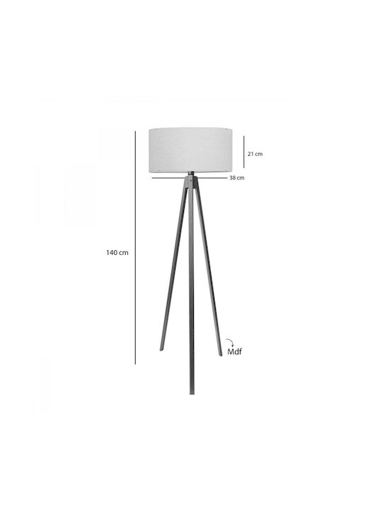 Pakketo PWL-1059 Floor Lamp H140xW38cm. with Socket for Bulb E27 Cream-Walnut