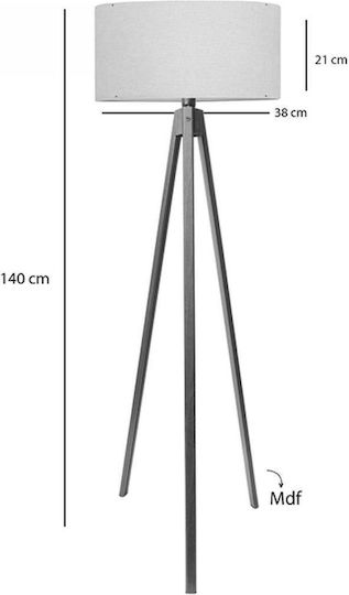 Pakketo PWL-1059 Lampa de podea Î140xL38cm. cu Soclu pentru Bec E27 Crem-Nuc